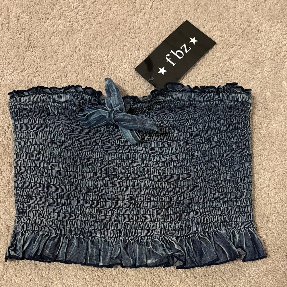 Flowers by Zoe Blue Smocked Tank Top